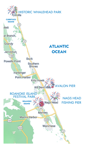 Outer Banks Fireworks for the 4th Map of locations